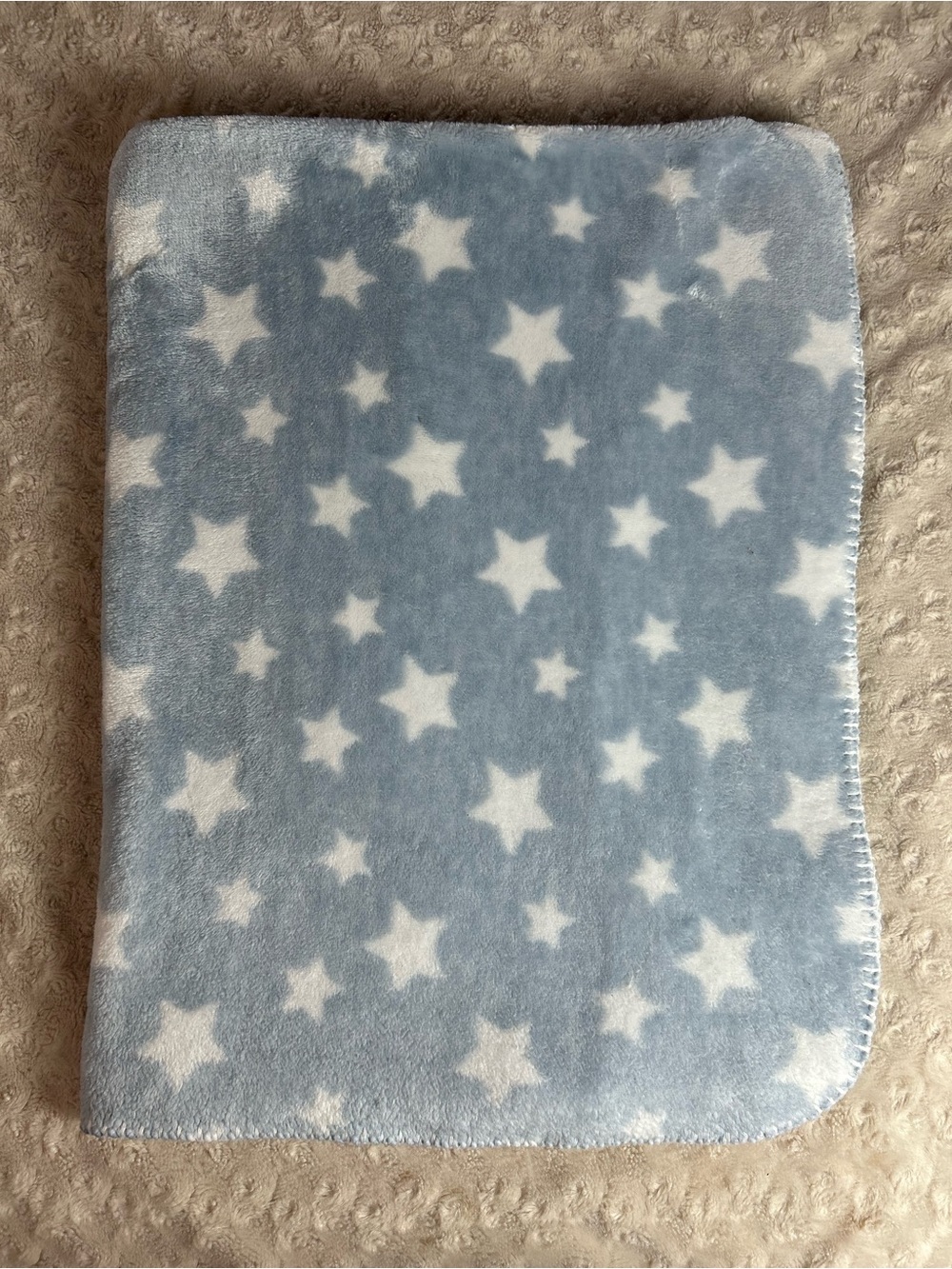 Amari Baby & Nursery Blue White Stars Baby Blanket Stitched Edge Lovey